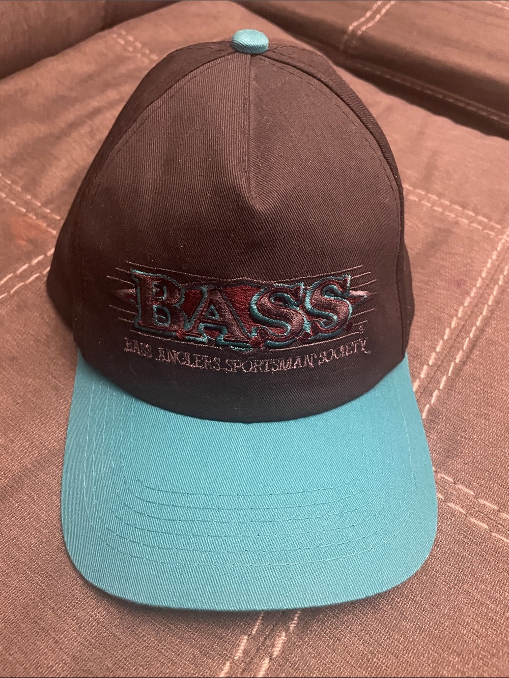 Vintage BASS Two-Tone Black and Teal SnapBack Cap